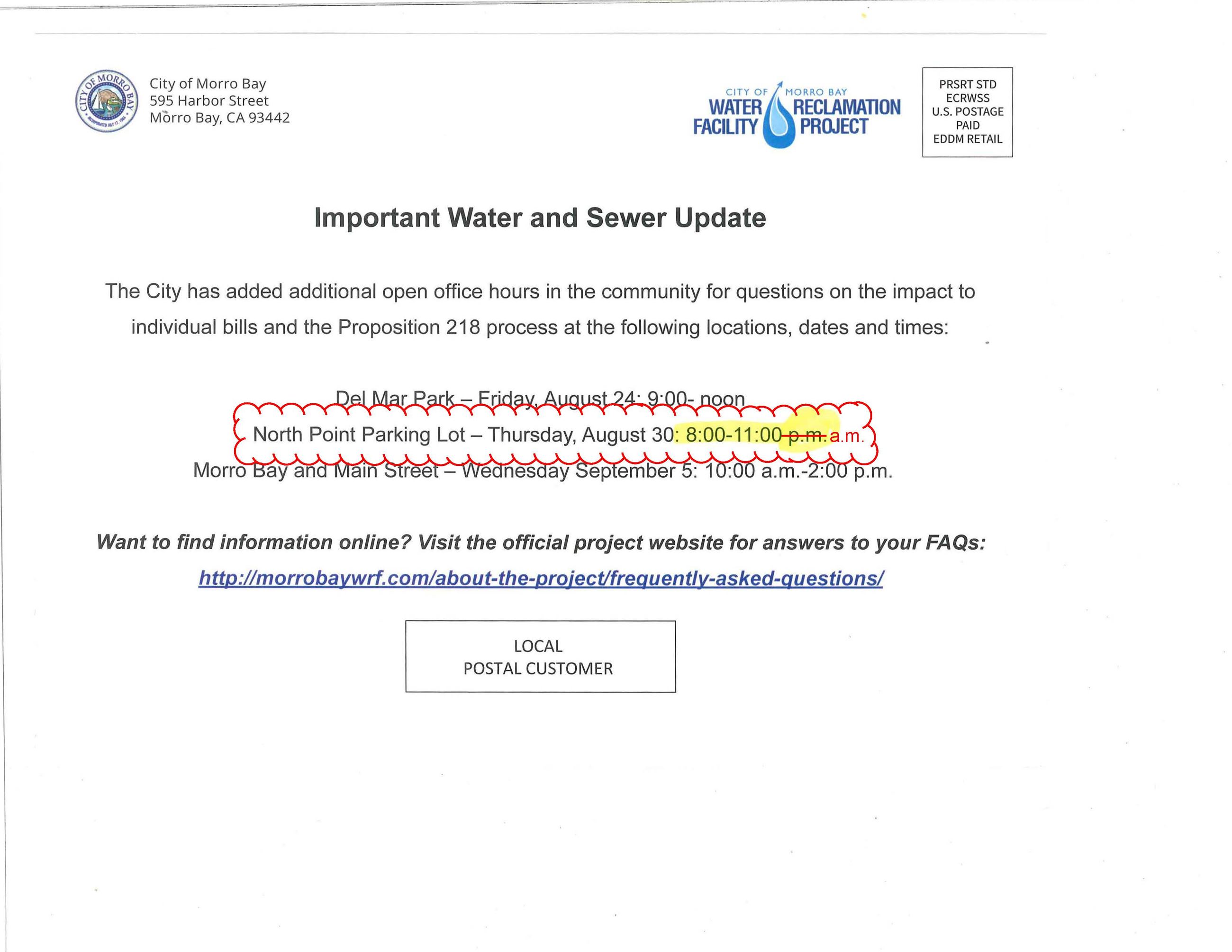 Corrected time North Point open house