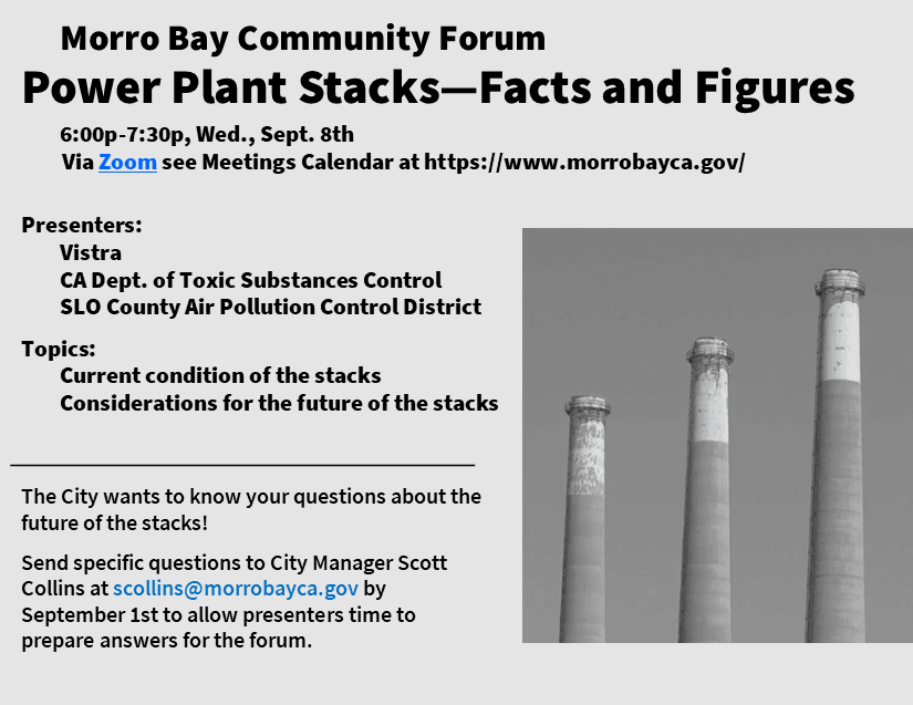 Community Forum  Morro Bay Power Plant Stacks flyerV2
